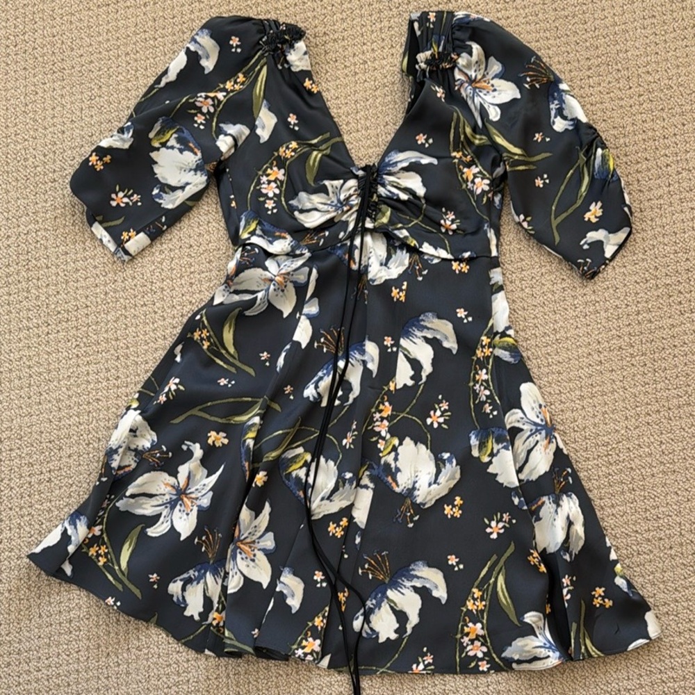 Cinq a sept Floral Dress with Puff Sleeves size XS
